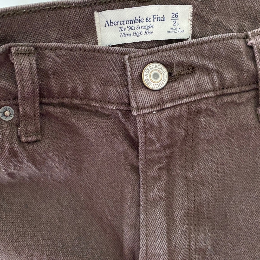 Abercrombie & Fitch The 90s Straight Ultra High Rise Brown Jeans 26/2S 15501304 - Picture 4 of 11